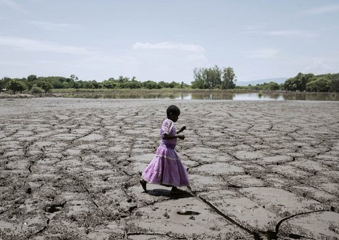 Un paysage de dégradation des sols après des inondations, Malawi.